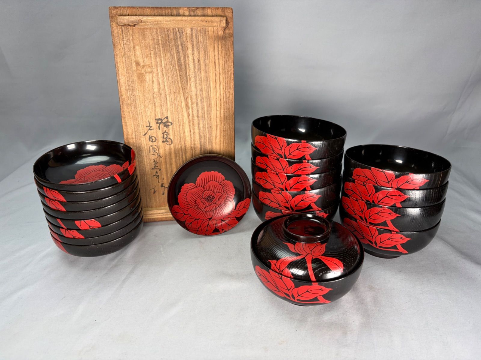 茶道具】輪島塗 朱牡丹椀 10客組 懐石道具 懐石394 - メルカリ