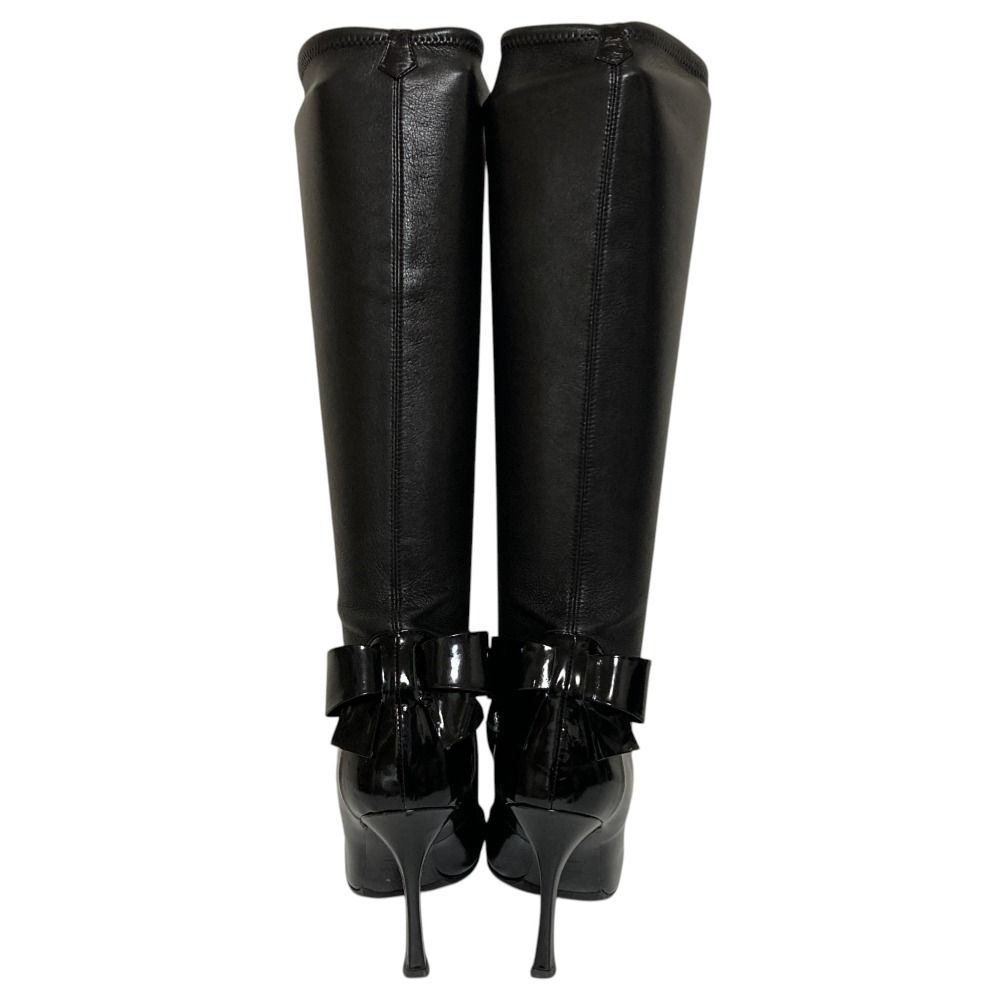 良品 Sergio Rossi セルジオロッシ リボン レザー ロングブーツ 良品 Sergio Rossi セルジオロッシ リボン レザー ロングブーツ