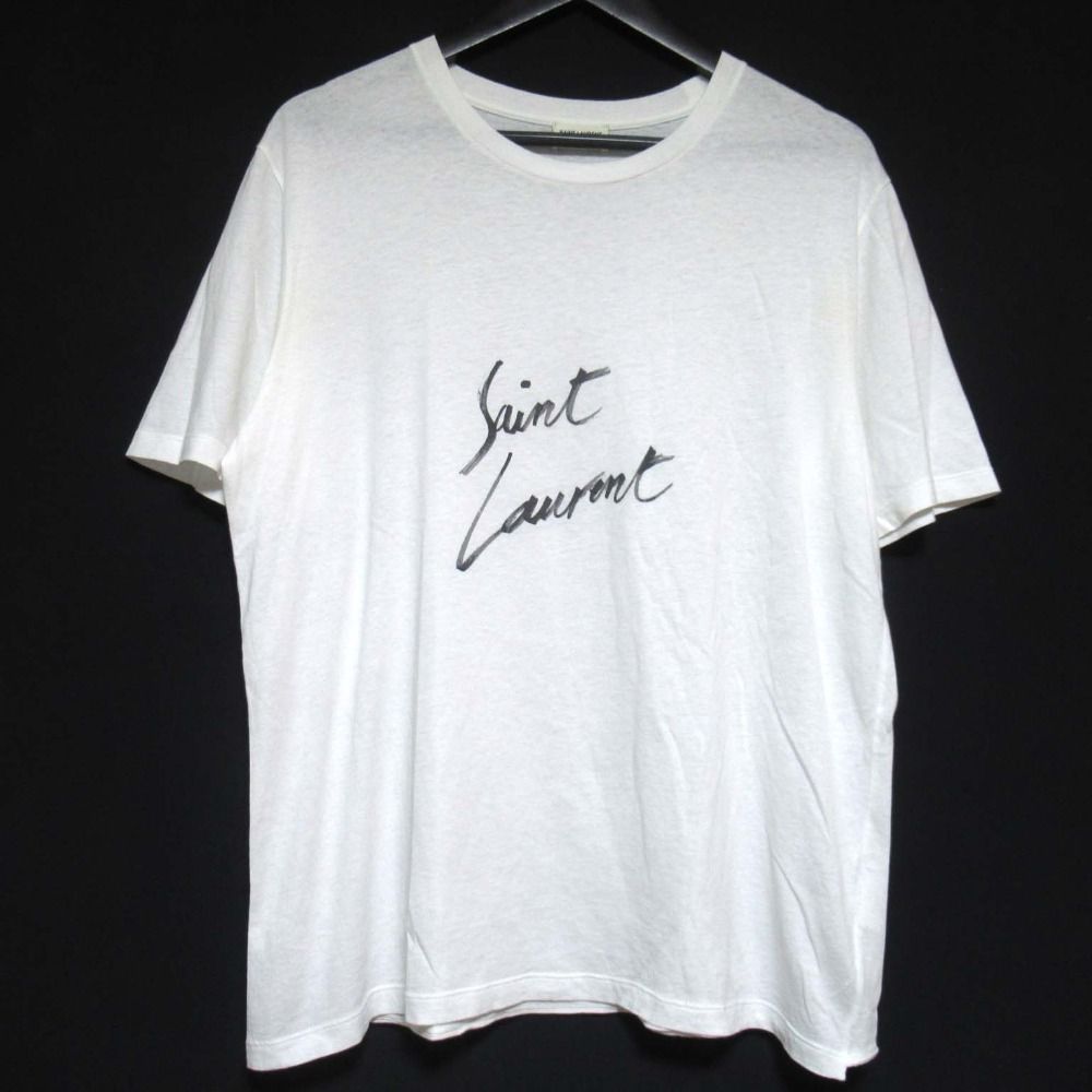 SAINT LAURENT PARIS サンローランパリ エディ期 プリント 半袖 Tシャツ ホワイト レディース 古着 中古 USED 美品 SAINT LAURENT PARIS サンローランパリ シグネチャーロゴプリント