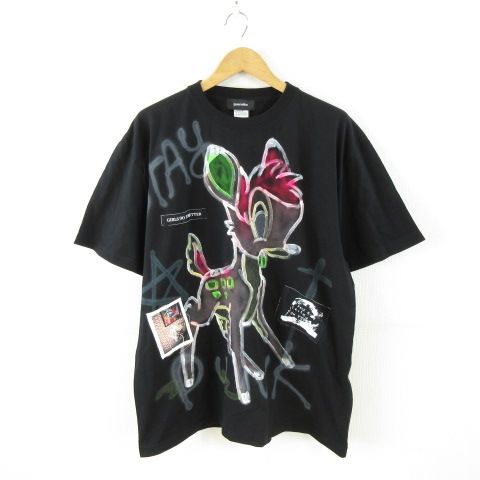 ゲルニカ Guernika 大きいサイズ Tシャツ バンビ ペイント 半袖 黒 XXL 