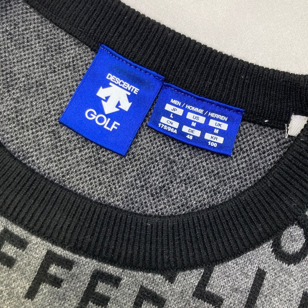 サイズ：L DESCENTE GOLF デサントゴルフ ニットセーター 総柄 グレー 