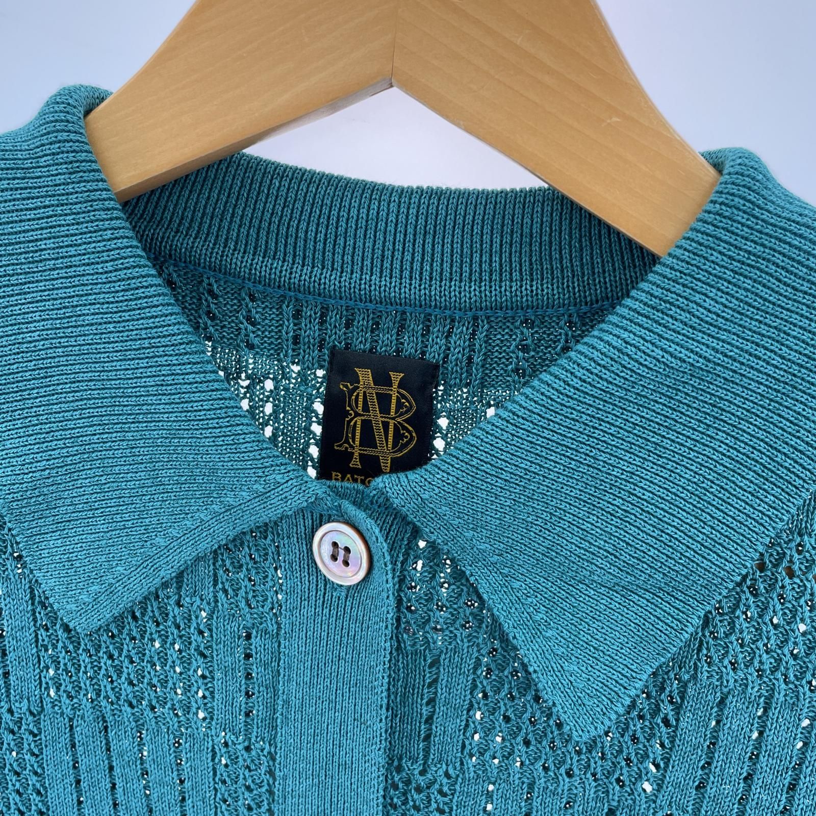 美品 BATONER バトナー タグ付き WOODPULP SUMMER KNIT POLO CARDIGAN