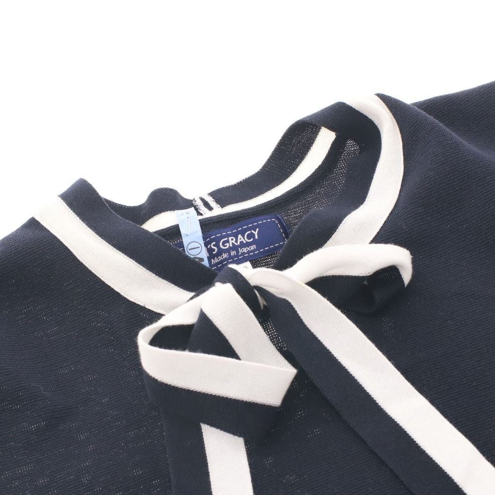□ エムズグレイシー M'S GRACY ワンピース 半袖 ニット ライン 日本製