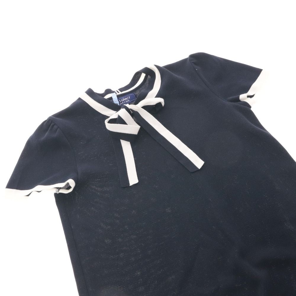 □ エムズグレイシー M'S GRACY ワンピース 半袖 ニット ライン 日本製