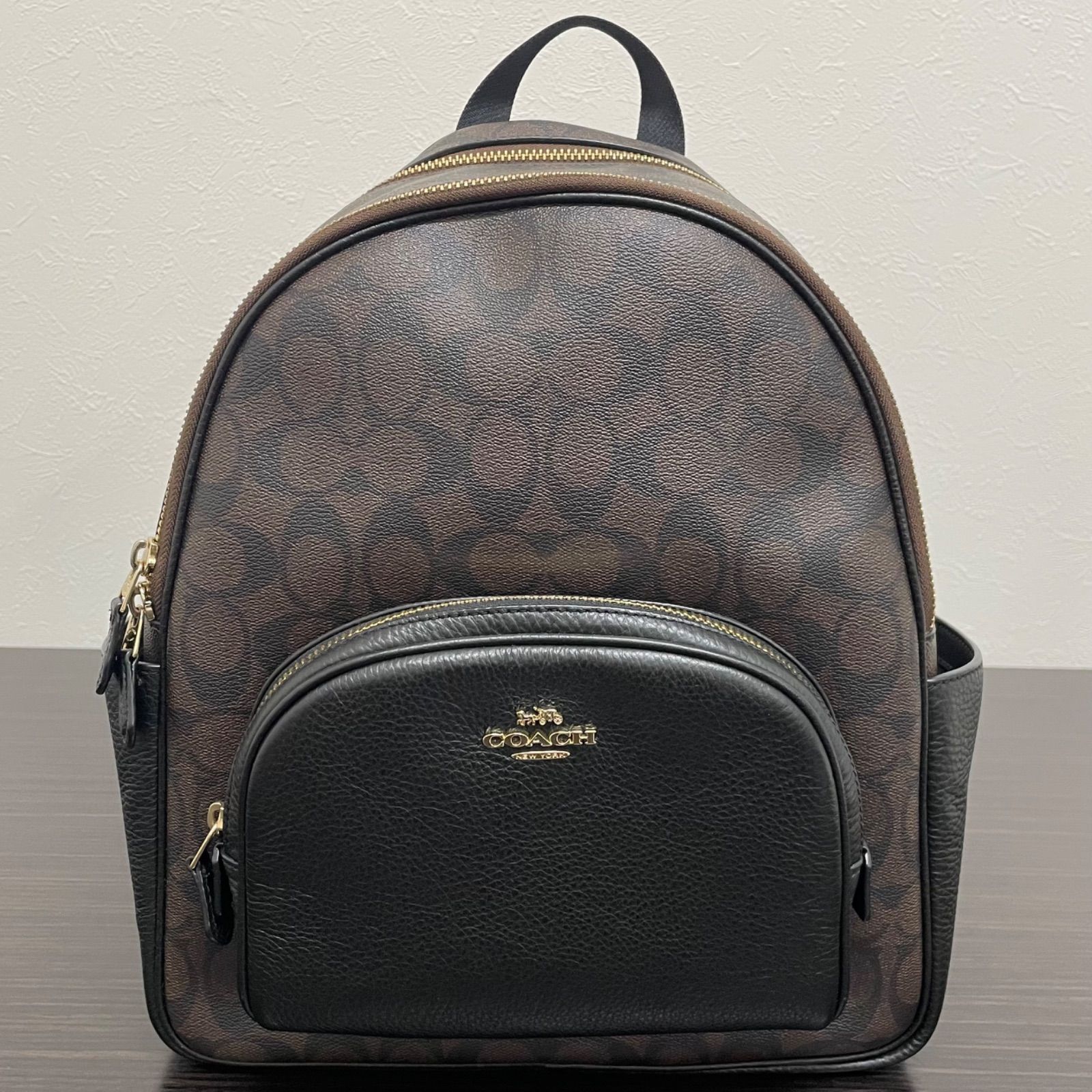 r)【美品】COACH コーチ コートバックパック シグネチャー キャンバス