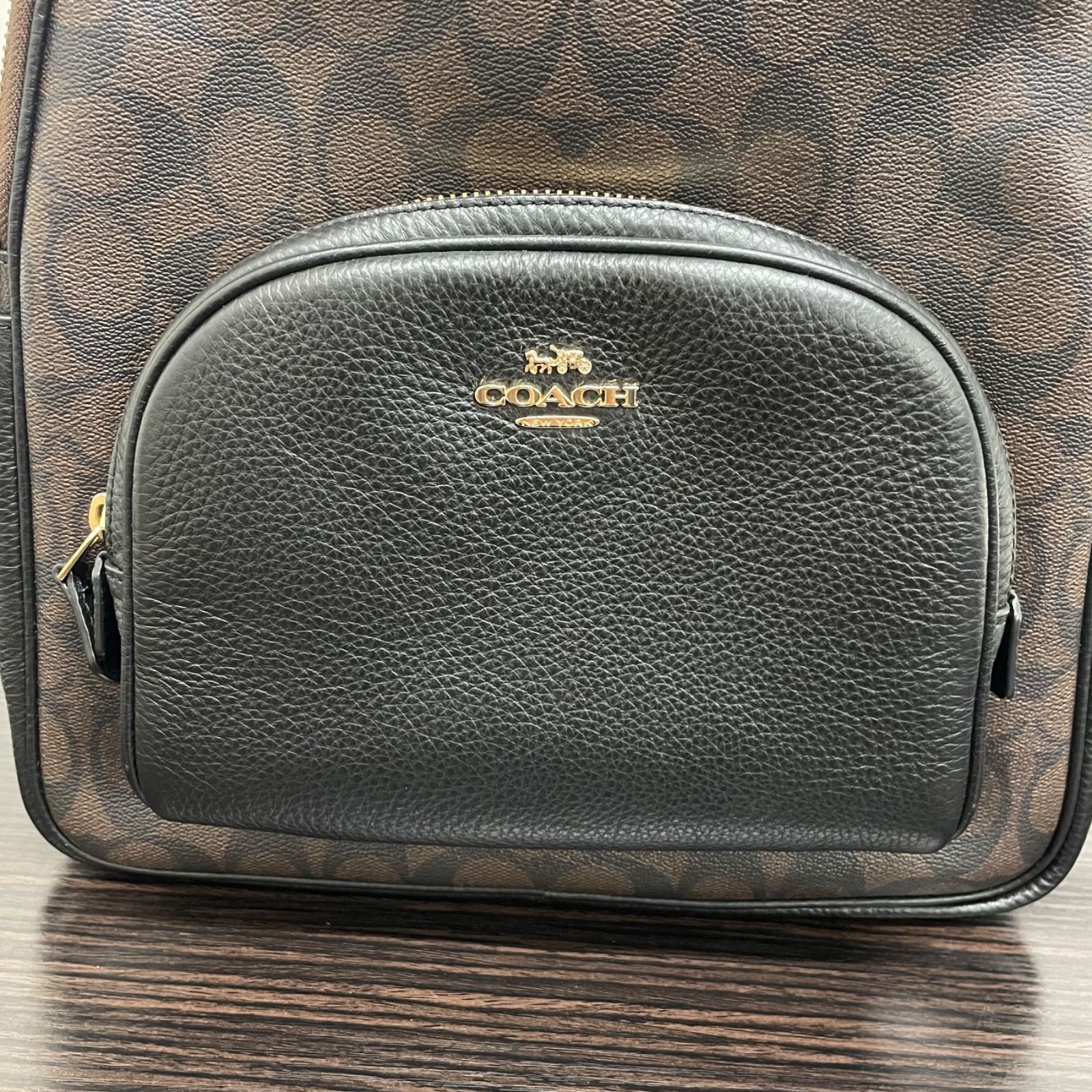 r)【美品】COACH コーチ コートバックパック シグネチャー キャンバス