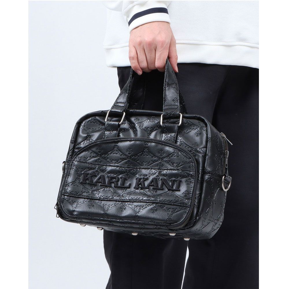  カールカナイゴルフ ゴルフ ダイヤモンドスペードPU総柄エンボスラウンドポーチ 262kg8500 F 22.5×28×11cm メンズ KARL KANI GOLF バッグ メンズ 2026 練習用ボール ゴルフバッグ キャディバッグ ゴルフ