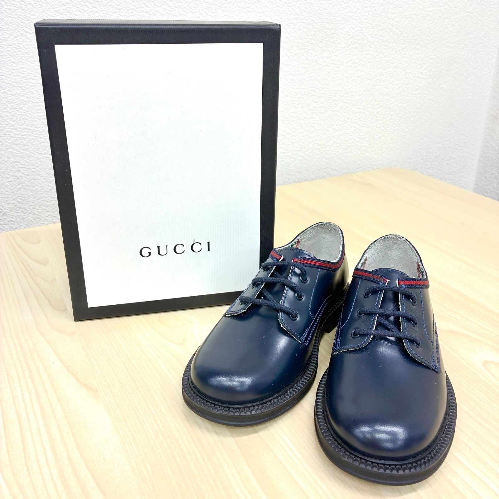 【グッチ GUCCI】新品・未使用品！キッズフォーマルシューズ ドレスシューズ 15.3cm(24)ネイビー