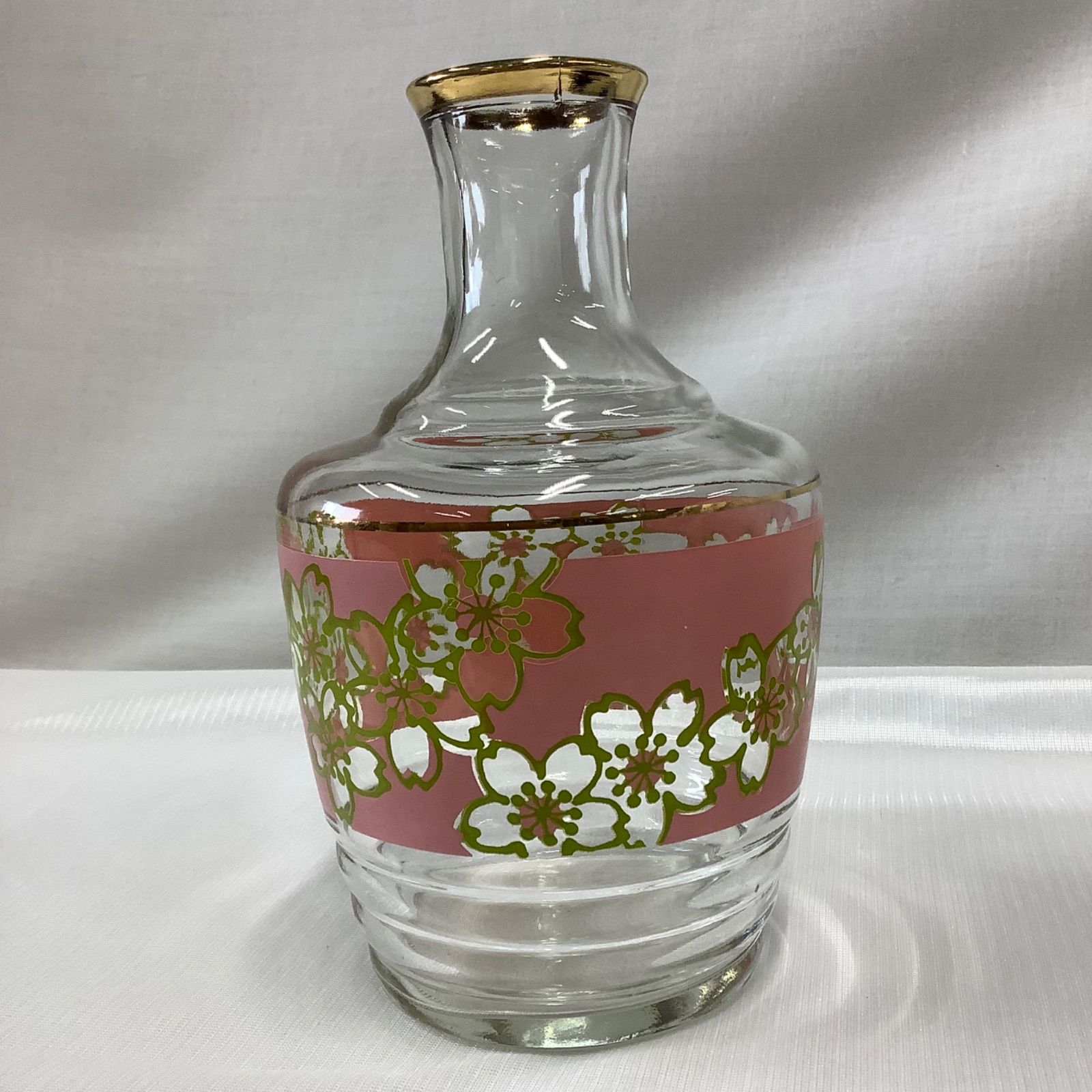 訳あり】昭和レトロ アデリア 冠水瓶（グラスなし）ピンク 花柄 U856