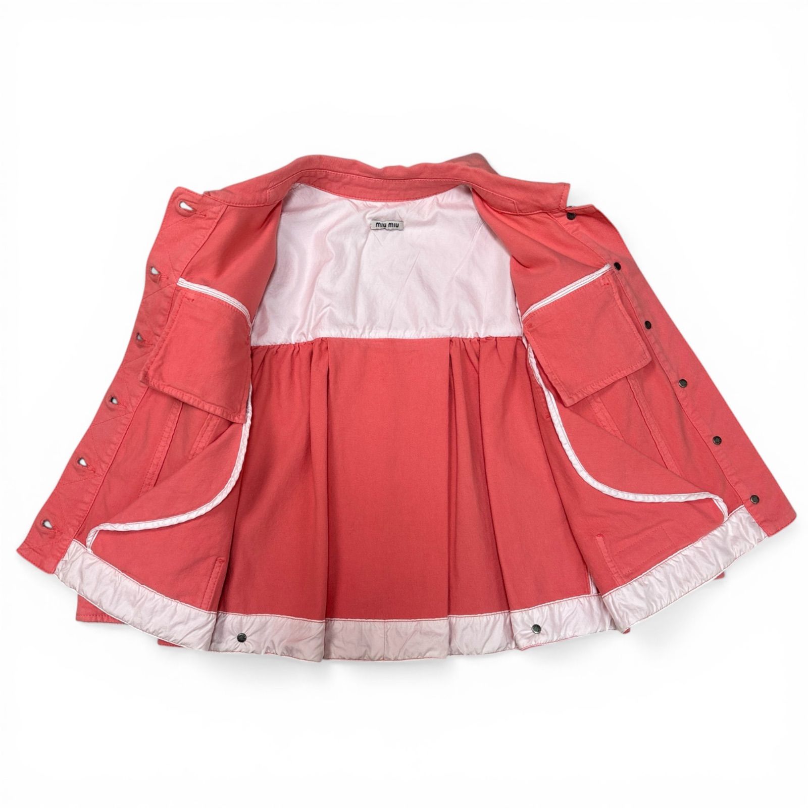 miu miu ミュウミュウ デニムジャケット メダルロゴ パステルカラー 40 