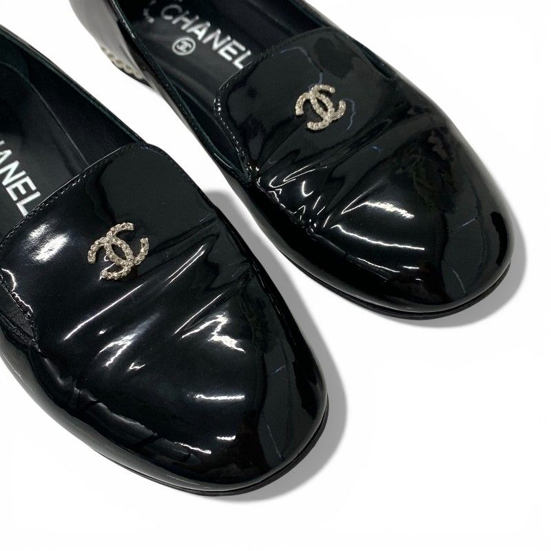 シャネル CHANEL フラットシューズ 靴 シューズ パテント ブラック 黒 
