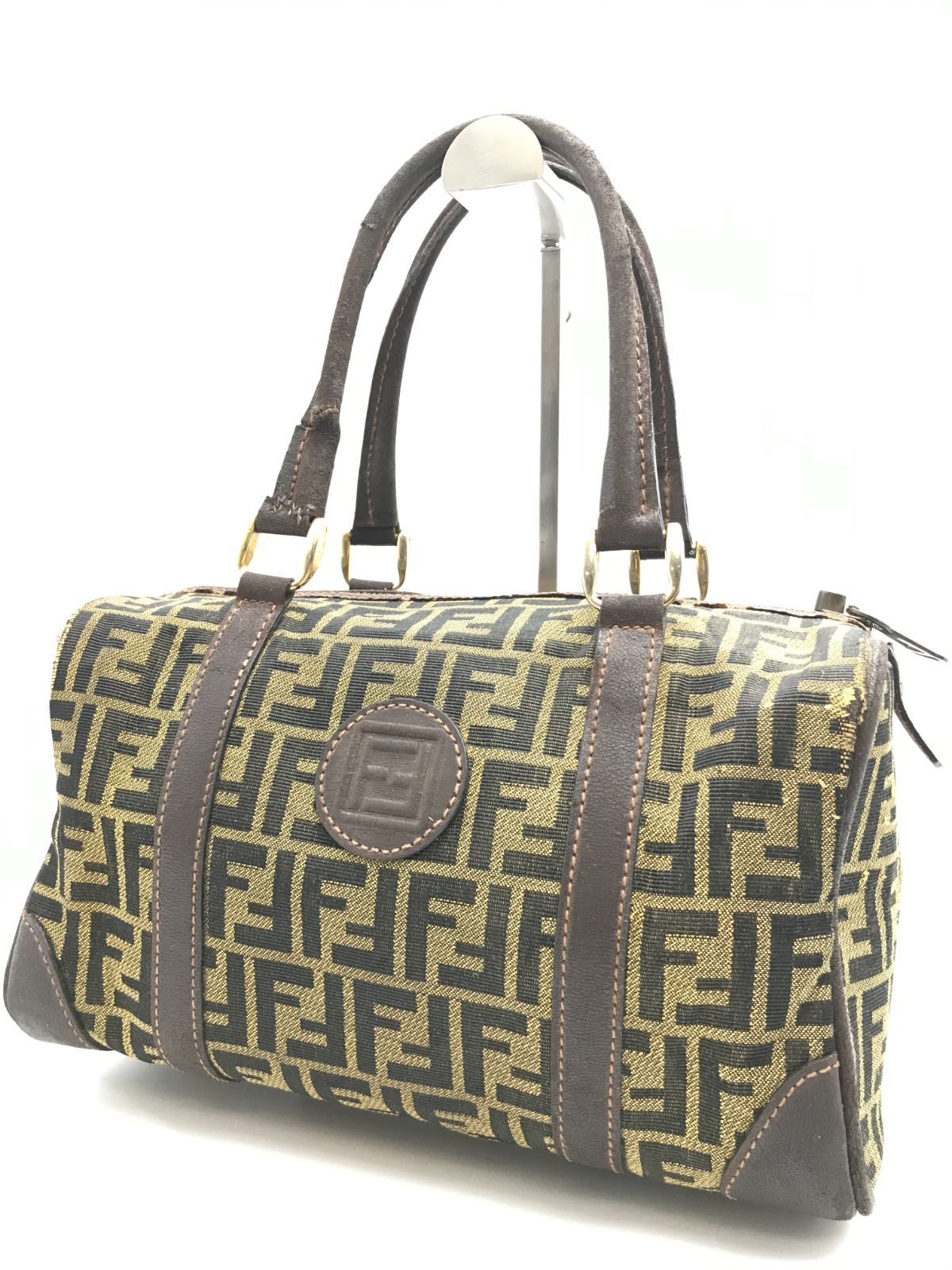 Fendi　フェンディ　ミニボストンバッグ　ズッカ　キャンバス×レザー　1321