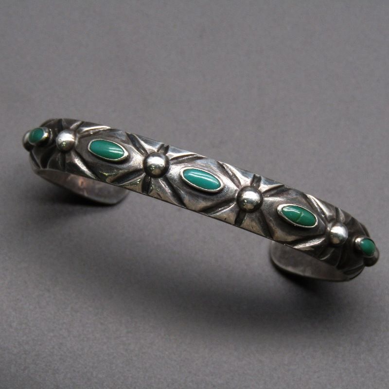 OLD NAVAJO 5連ターコイズ K.Y.刻印 バングル sterling