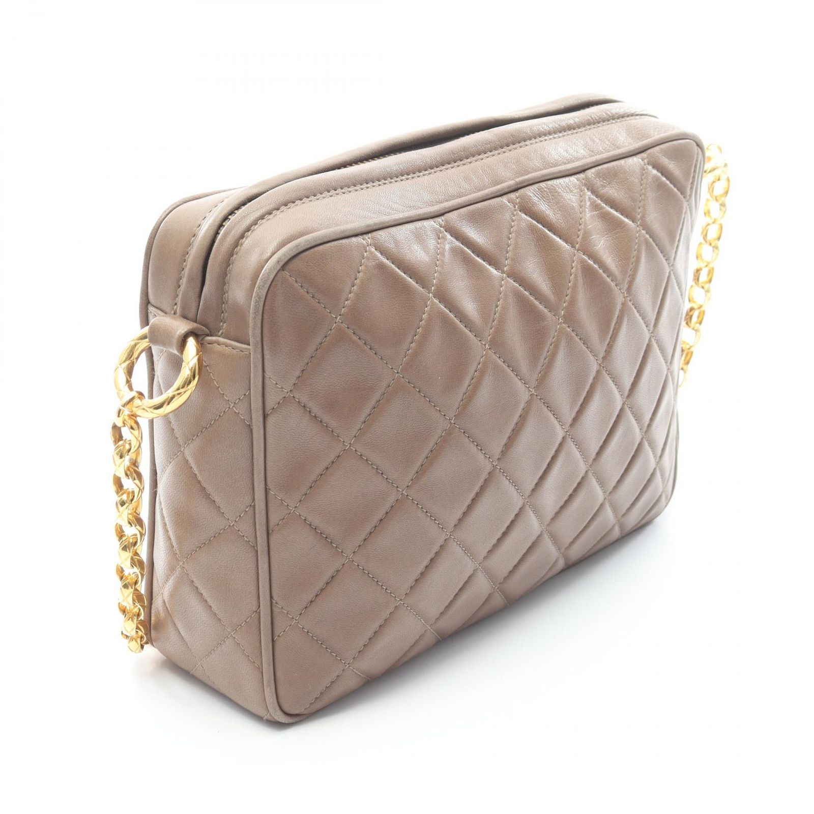 シャネル CHANEL ショルダーバッグ マトラッセ フリンジ グレージュ 