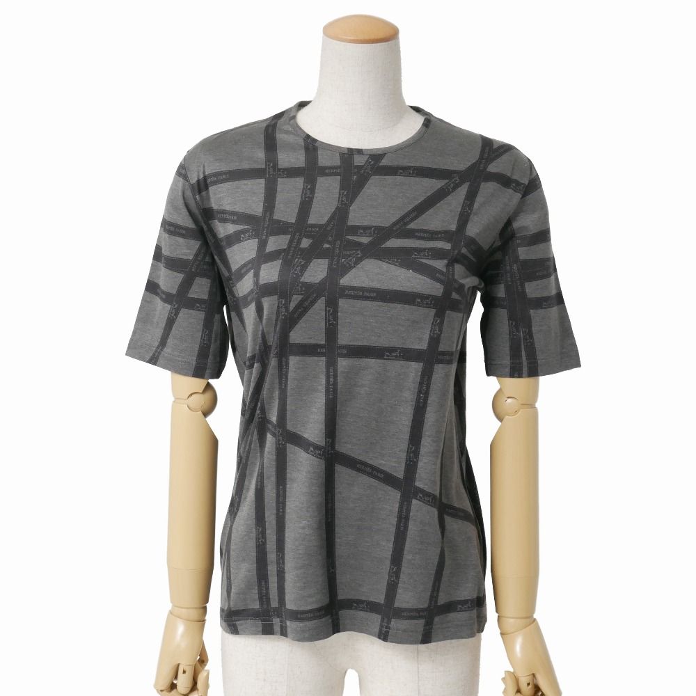 美品　エルメス マルジェラ期 ボルデュック柄 黒半袖Tシャツ　M HERMES エルメス ボルデュック 半袖Tシャツ サイズM マルジェラ期
