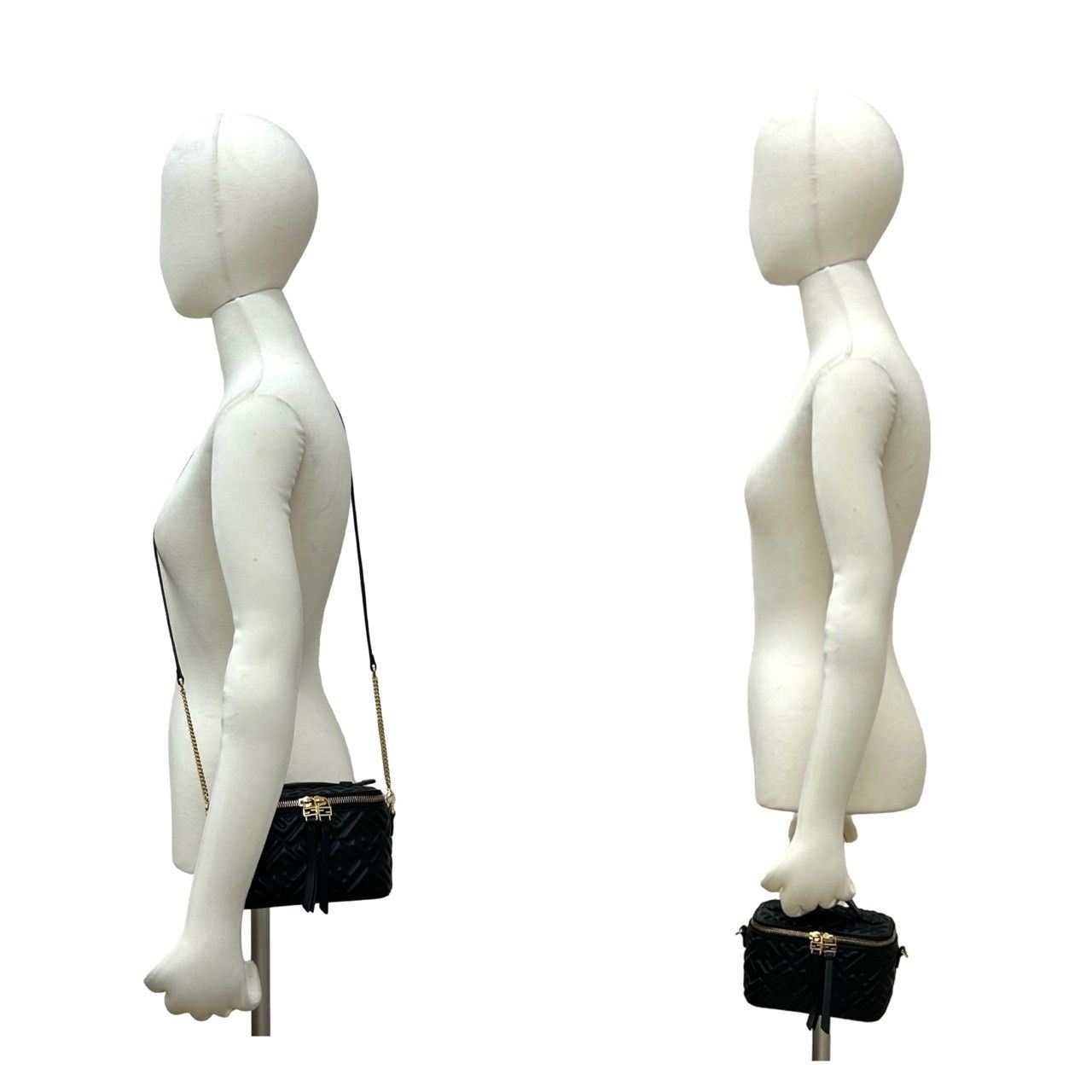 極 美品 FENDI フェンディ FF ロゴ エンボス レザー 本革 2way