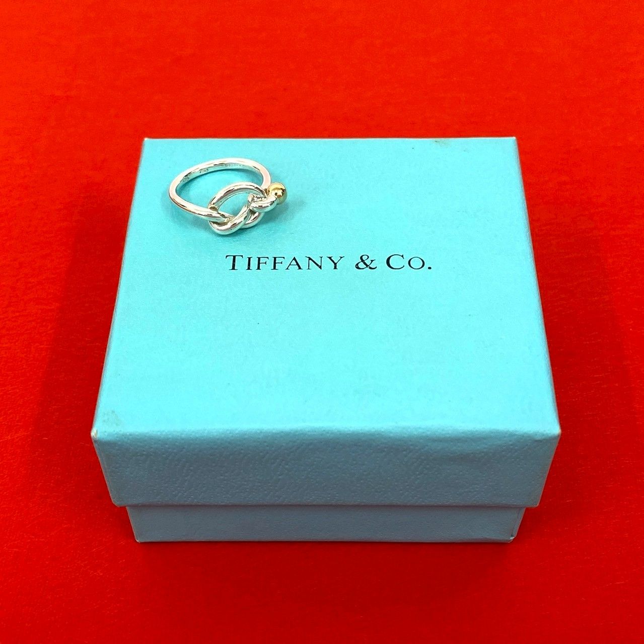 極 美品 TIFFANY&Co. ティファニー ラブノット リング フック＆アイ 
