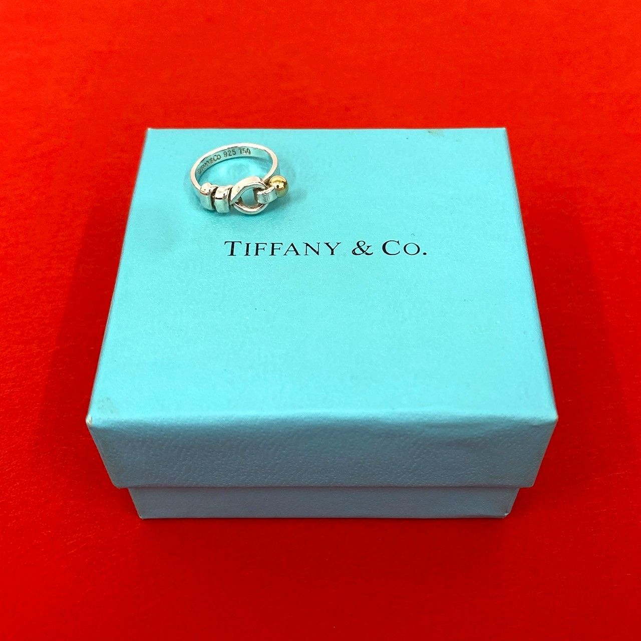 極 美品 TIFFANY&Co. ティファニー フラットワイヤー リング フック 