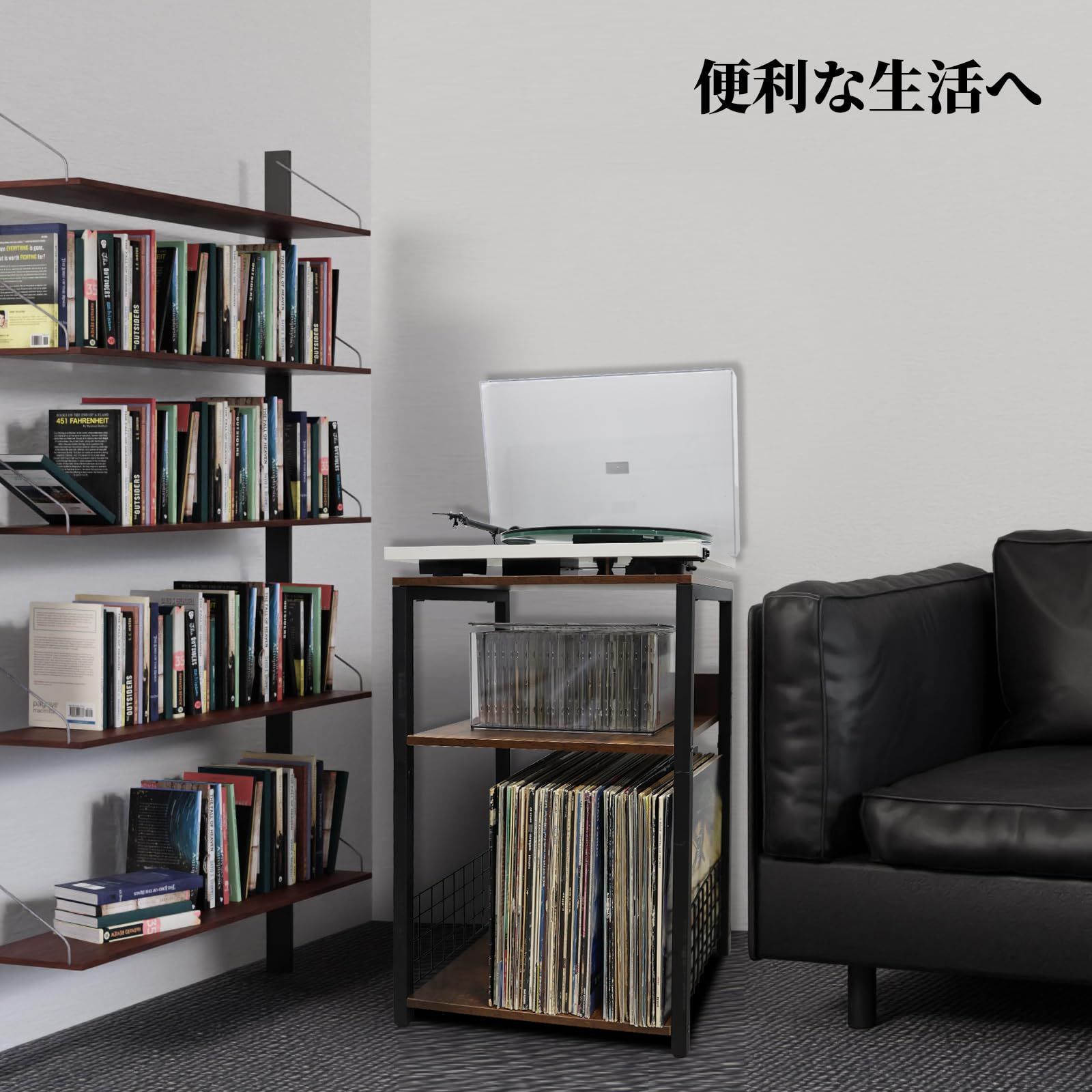 新着商品】record レコードプレーヤー player 収納 レコード 60～70枚 