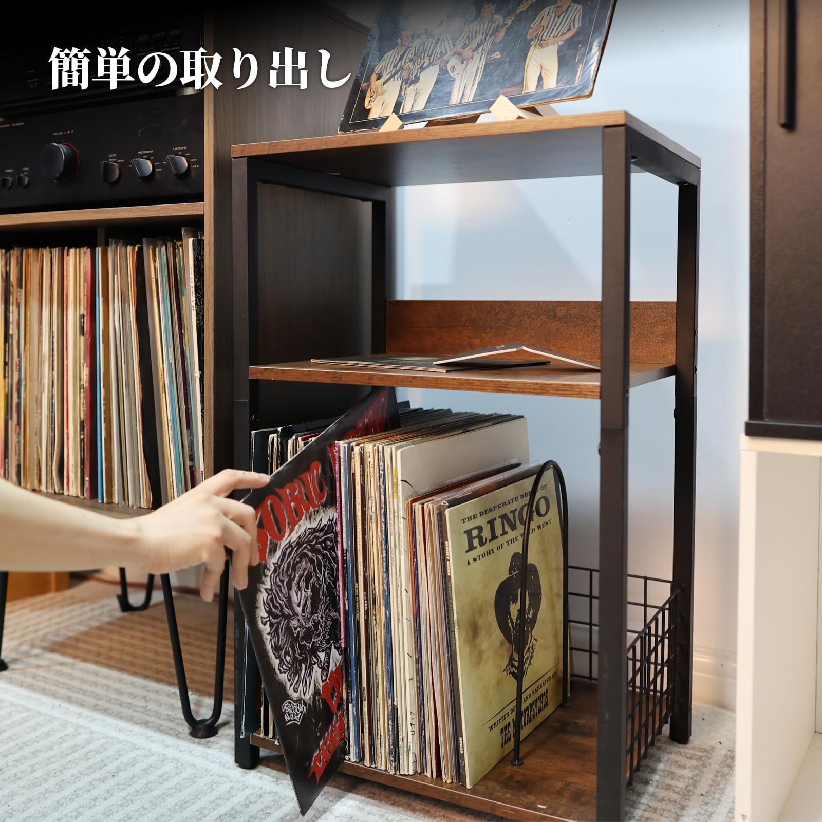 新着商品】record レコードプレーヤー player 収納 レコード 60～70枚 