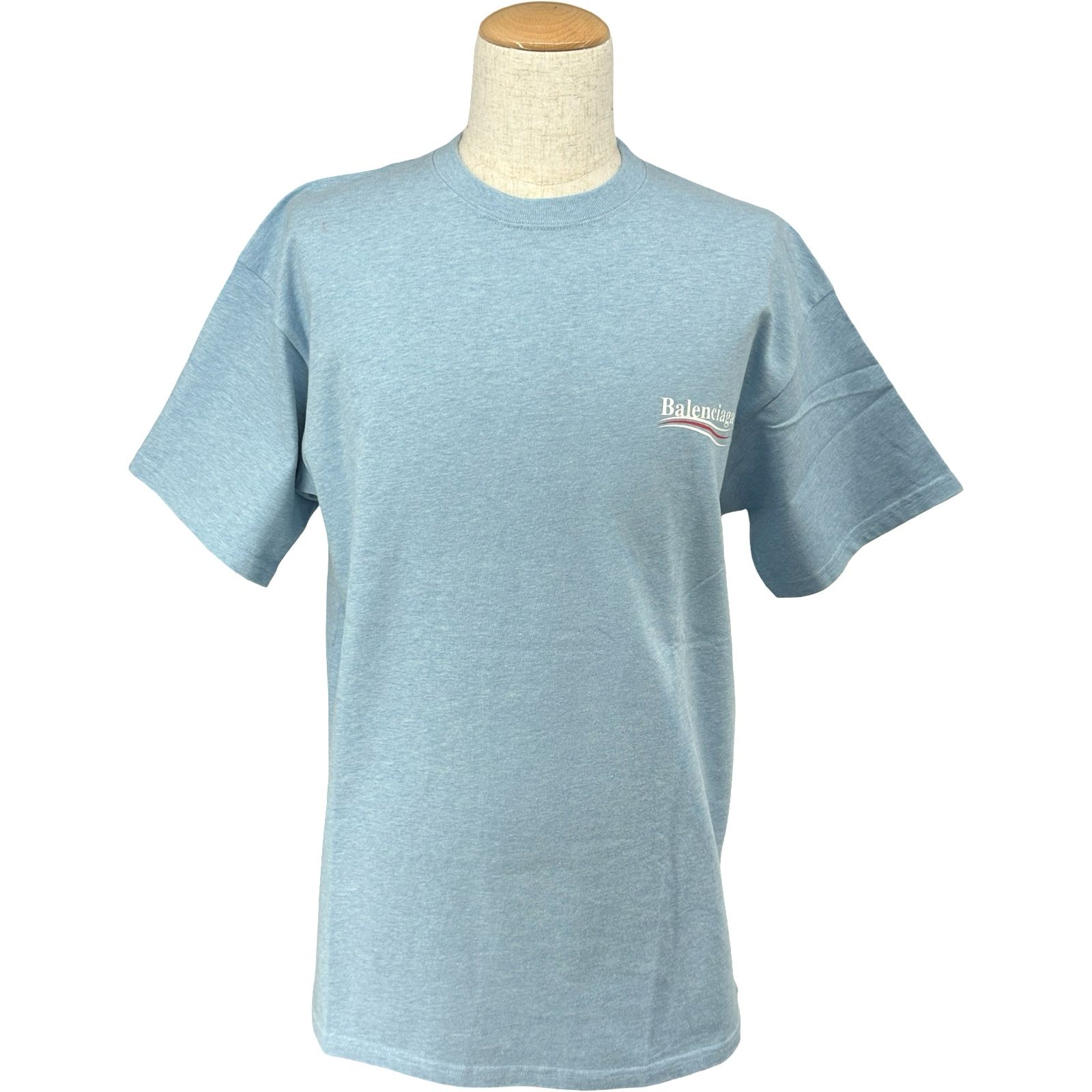 バレンシアガ BALENCIAGA ロゴプリント半袖Tシャツ 570803 ブルー 