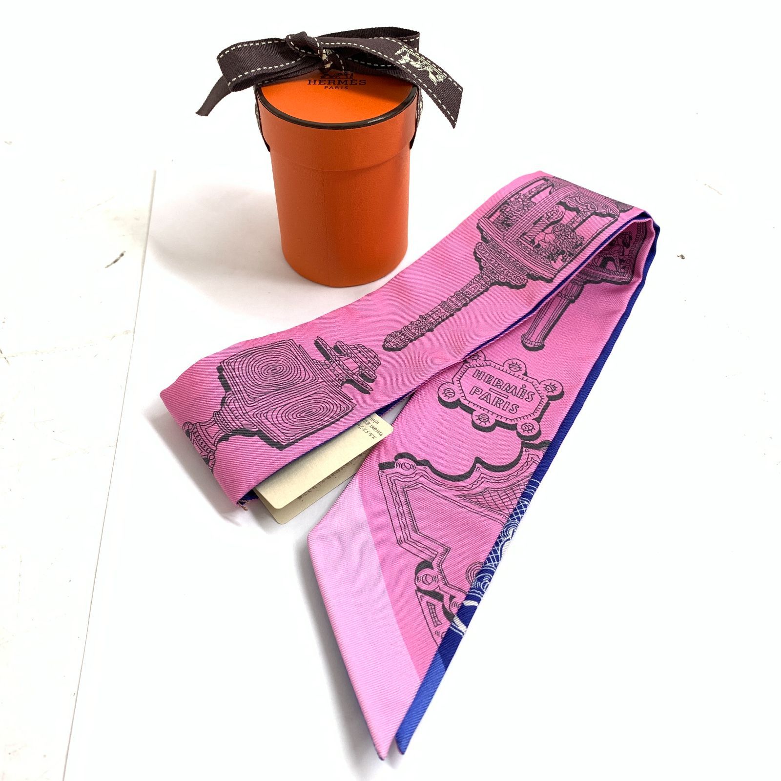 f001 L 3.未使用新品 エルメス HERMES スカーフ ツイリー シルク 