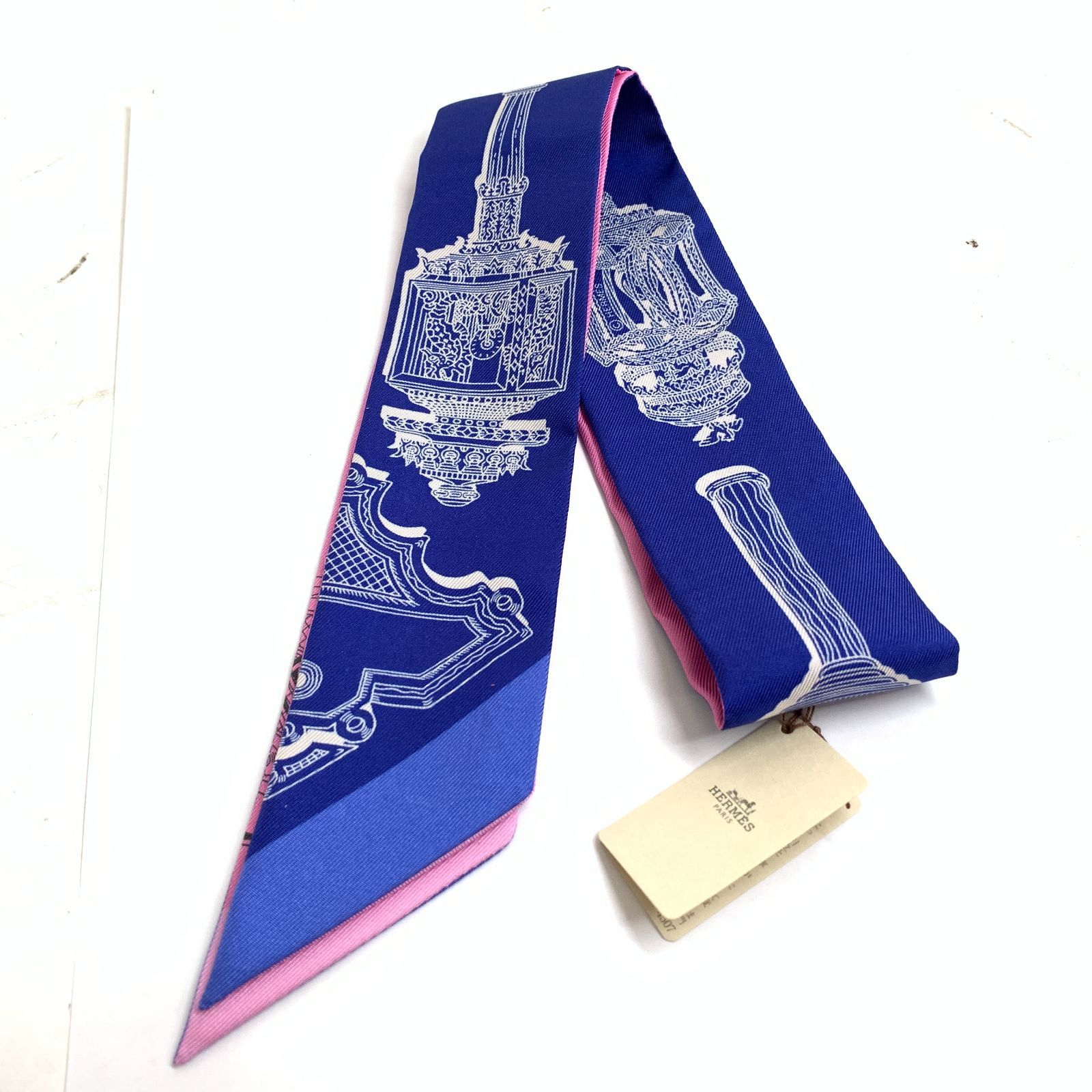 f001 L 3.未使用新品 エルメス HERMES スカーフ ツイリー シルク 