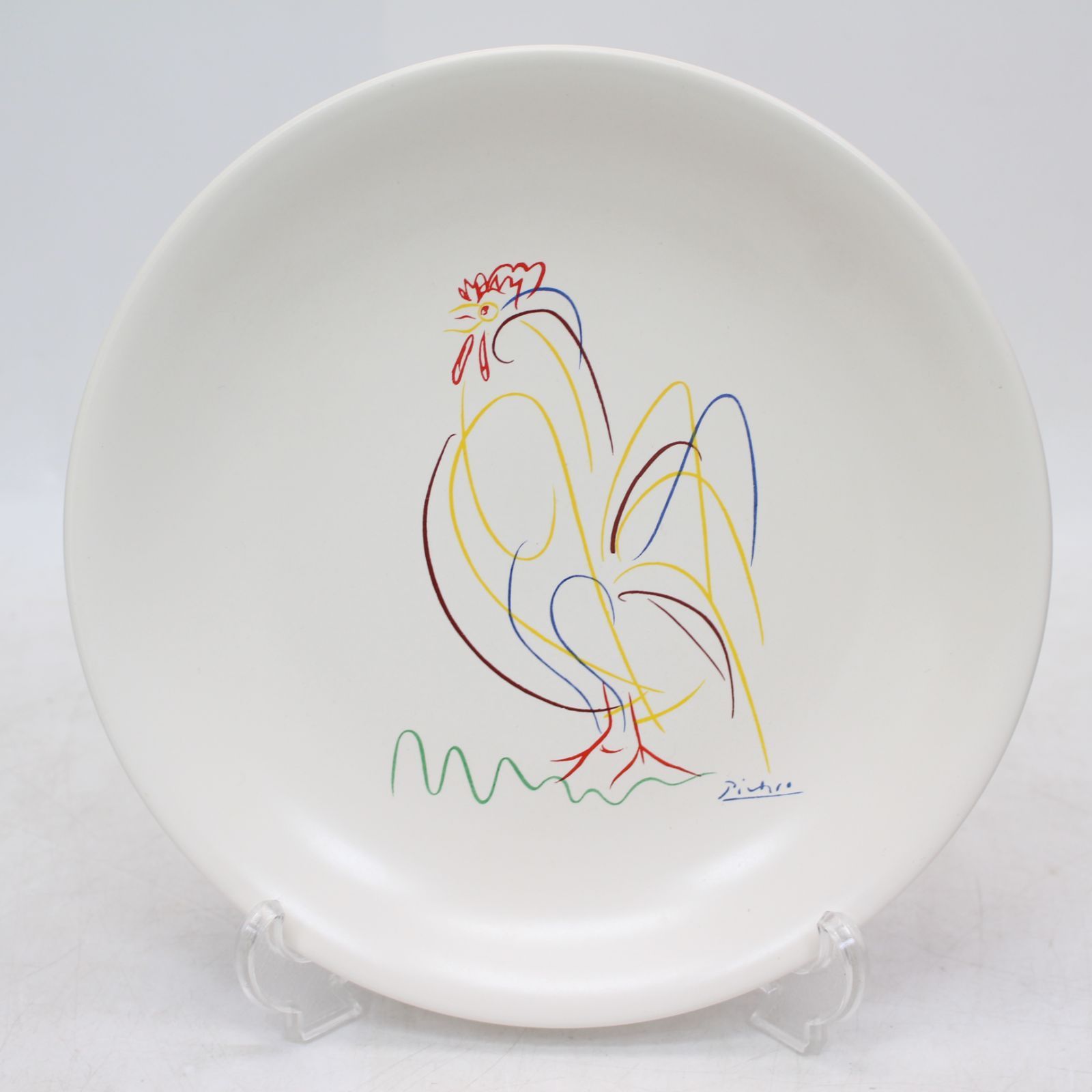 ピカソ飾り皿(にわとり) 812)ピカソ 絵皿 鶏デザイン 陶器製プレート 飾り皿 直径約24cm 箱付き