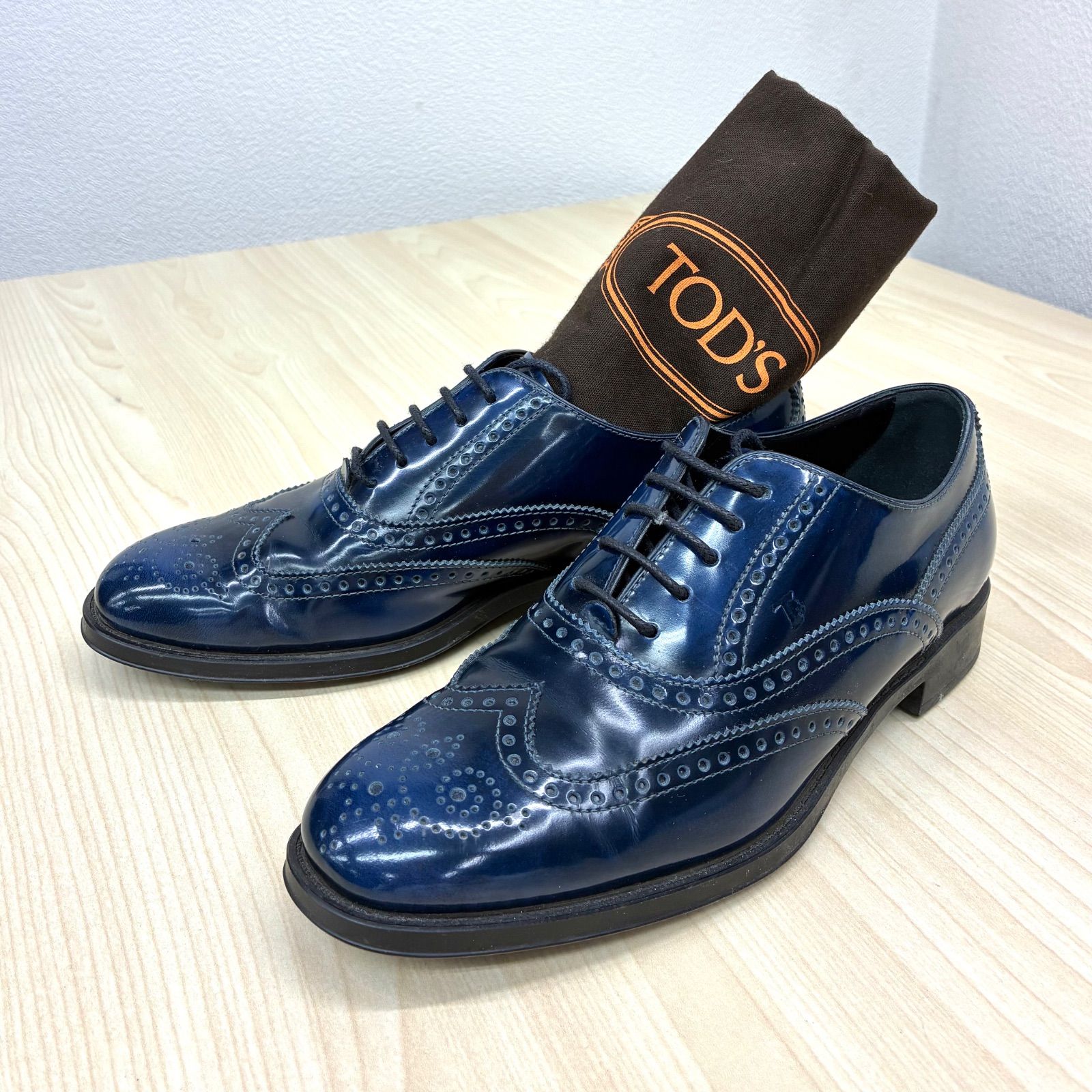 トッズ TOD'S】レディース ウィングチップシューズ 34 1/2 ネイビー