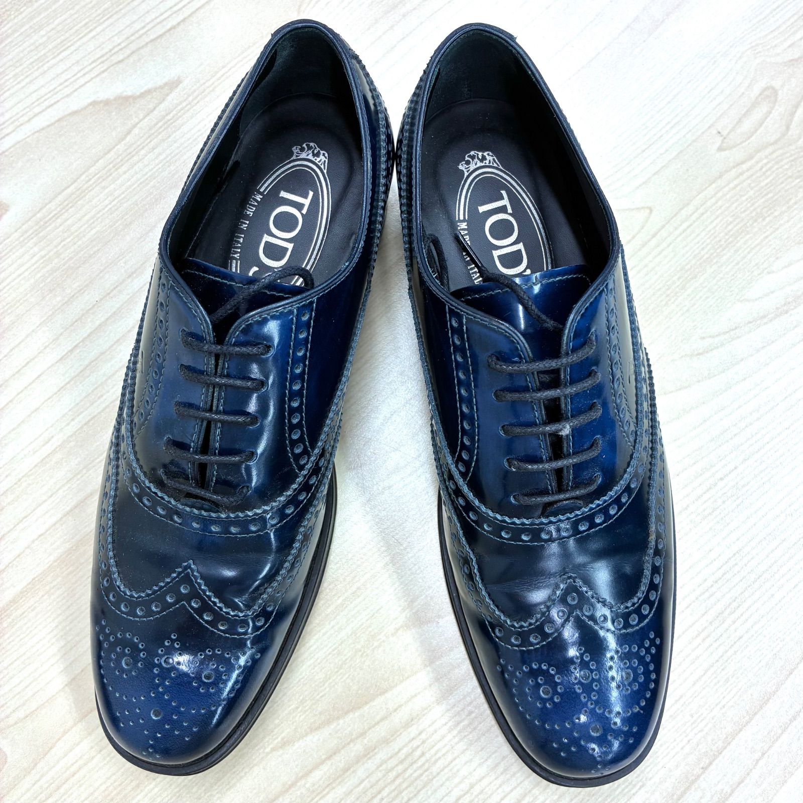 トッズ TOD'S】レディース ウィングチップシューズ 34 1/2 ネイビー