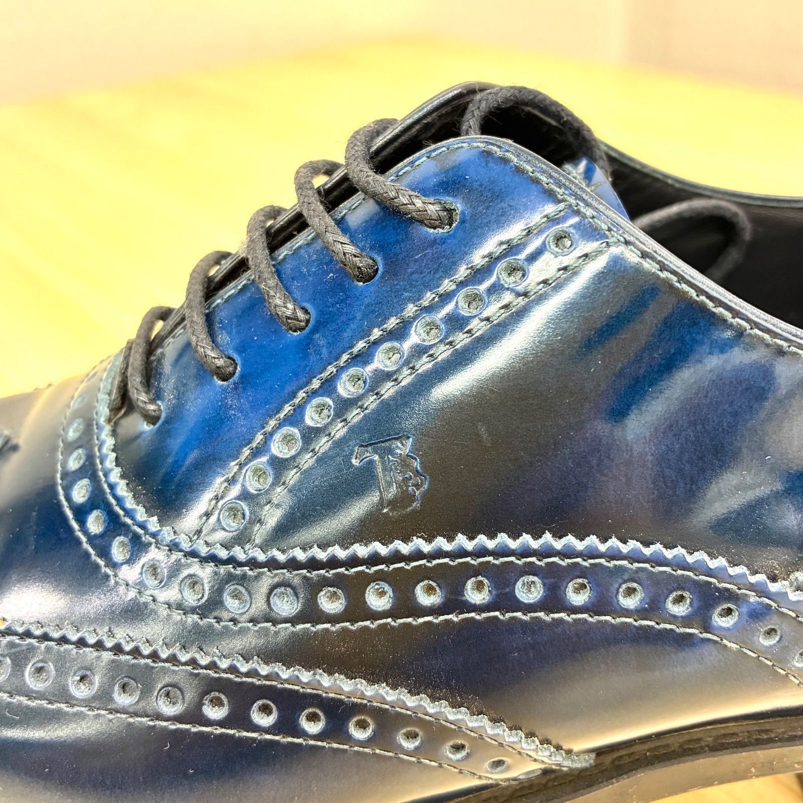 トッズ TOD'S】レディース ウィングチップシューズ 34 1/2 ネイビー