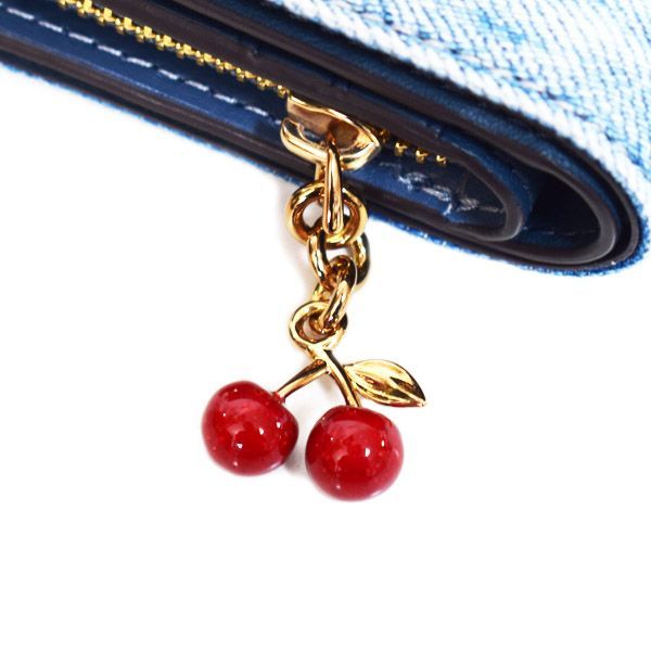 コーチ 財布 COACH デニム さくらんぼ レザー ロゴ チャーム