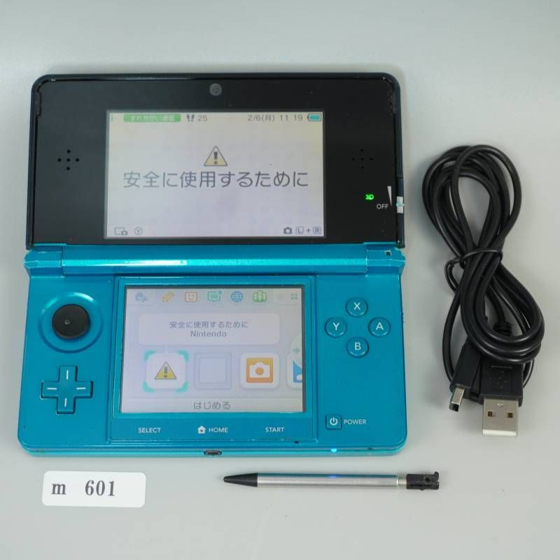 m601】Nintendo 3DS 本体 アクアブルー 訳あり 難あり
