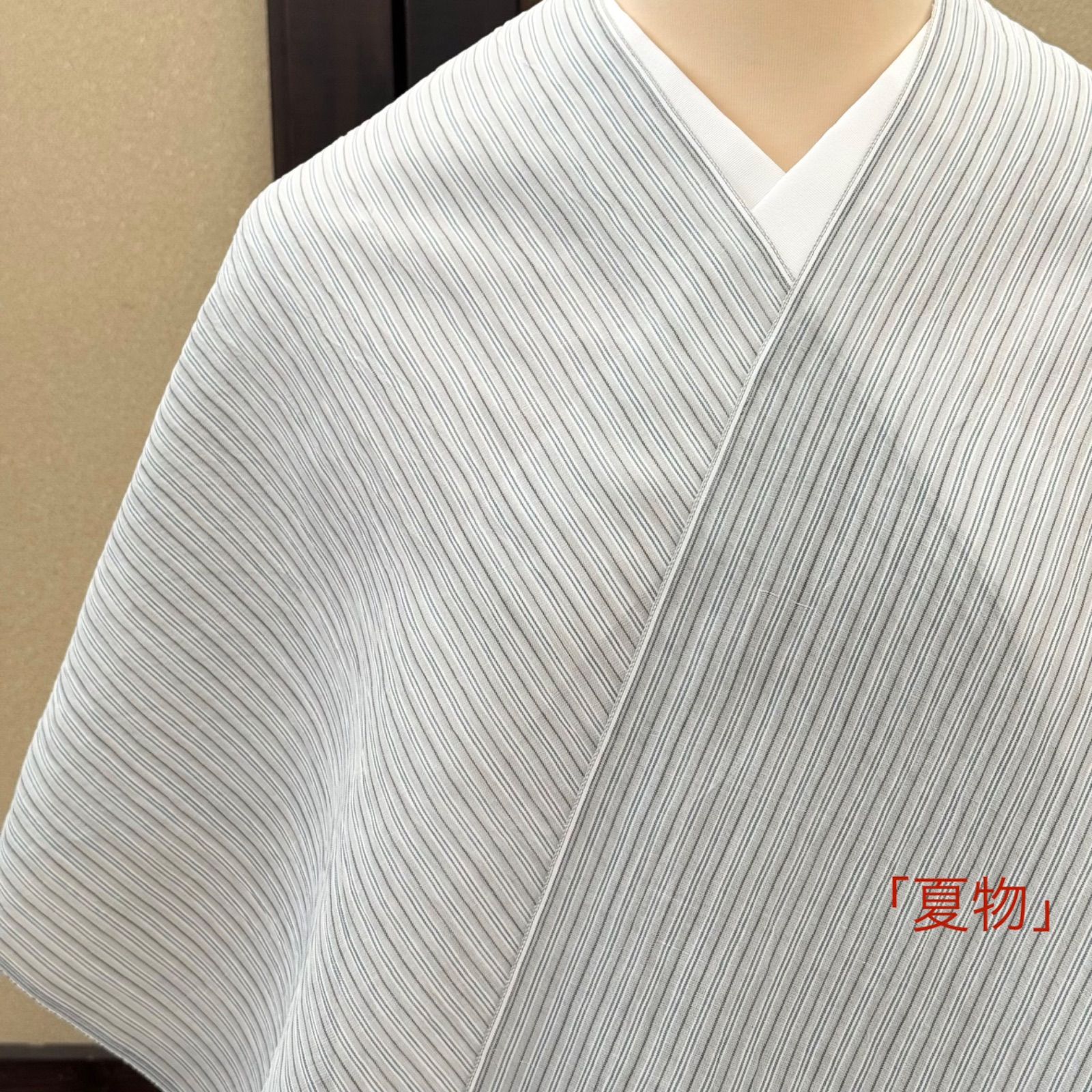 超メルカリ市特価6/20まで未使用しつけ糸付き小千谷縮本麻夏着物