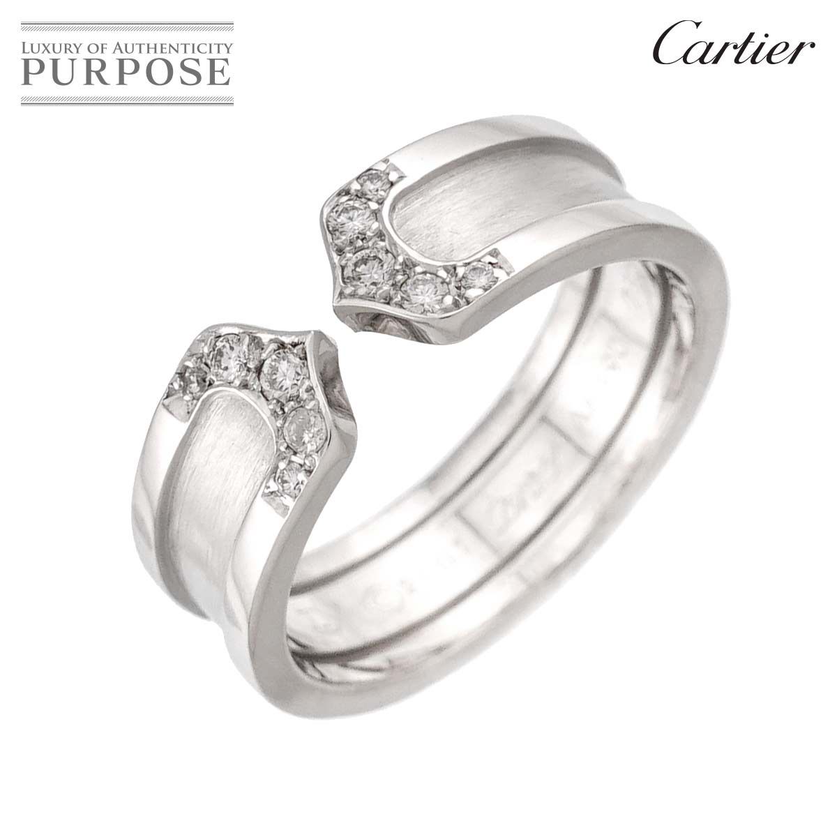 【美品】カルティエ 2C ダイヤモンド リング スモールワイド SM 750 カルティエ Cartier C2 スモール SM #54 リング ダイヤ K18 WG