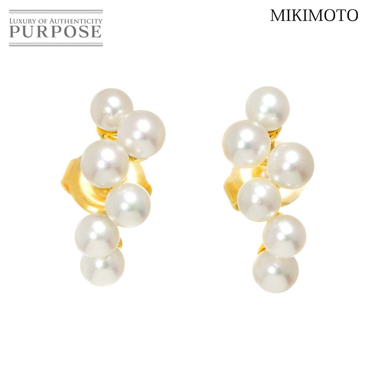 ミキモト MIKIMOTO ベビーパール 3.5-3.2mm ピアス K18 YG イエロー 