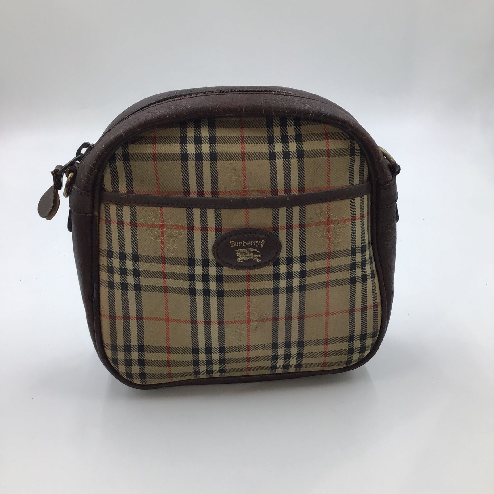 美品 バーバリー ノバチェック シャードーホース Burberry ポーチ バーバリー ノバチェック シャドーホース レザー ヴィンテージ
