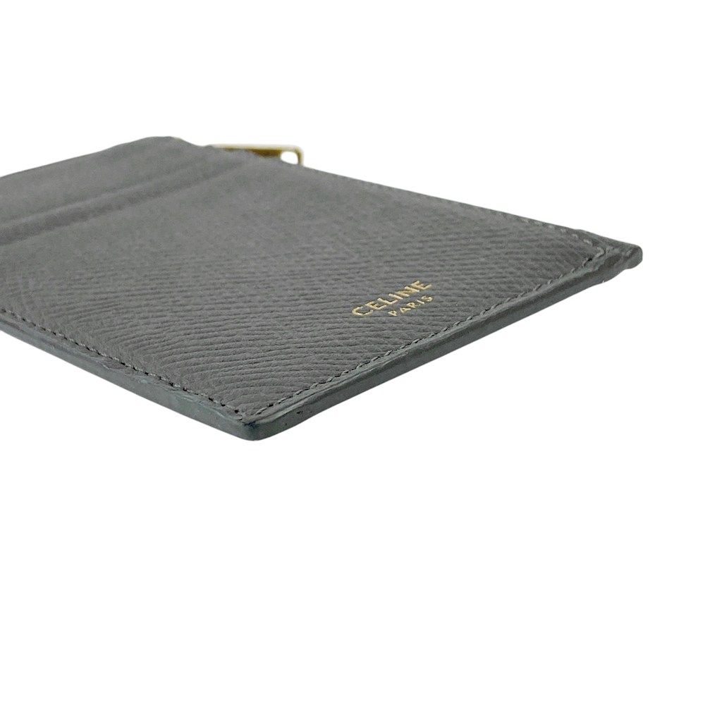 セリーヌ ■美品■ ジップカードホルダー カードケース ケース 小銭入れ レザー グレー 10J893BEL 【606472】9 セリーヌ □美品□ ジップカードホルダー カードケース コインケース
