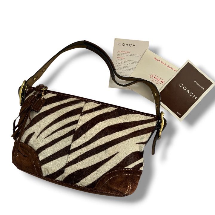 【美品】 コーチ ハラコ アニマル柄 ハンドバッグ ショルダーバッグ Y2K OneMall provides Mercari products: COACH Zebra Unborn calf Mini