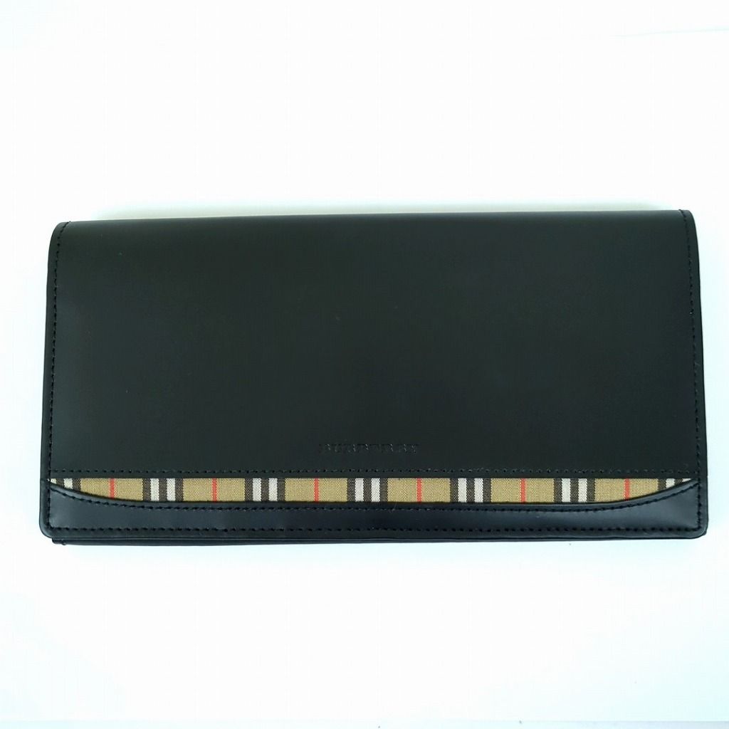 バーバリー 長財布 ブラック レザー ノバチェック 小銭入れ付き 二つ折り財布 カードケース ケース BURBERRY（バーバリー） 財布 ノバチェック 二つ折り長財布 ベージュ