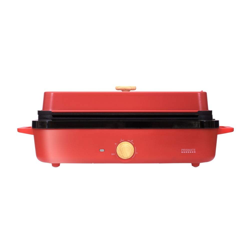 PRISMATE(プリズメイト) スリムホットプレート 3つのプレートと 楽しく使えるレシピブック付 PR-SK035 (RD（レッド）) [RD（レッド）]