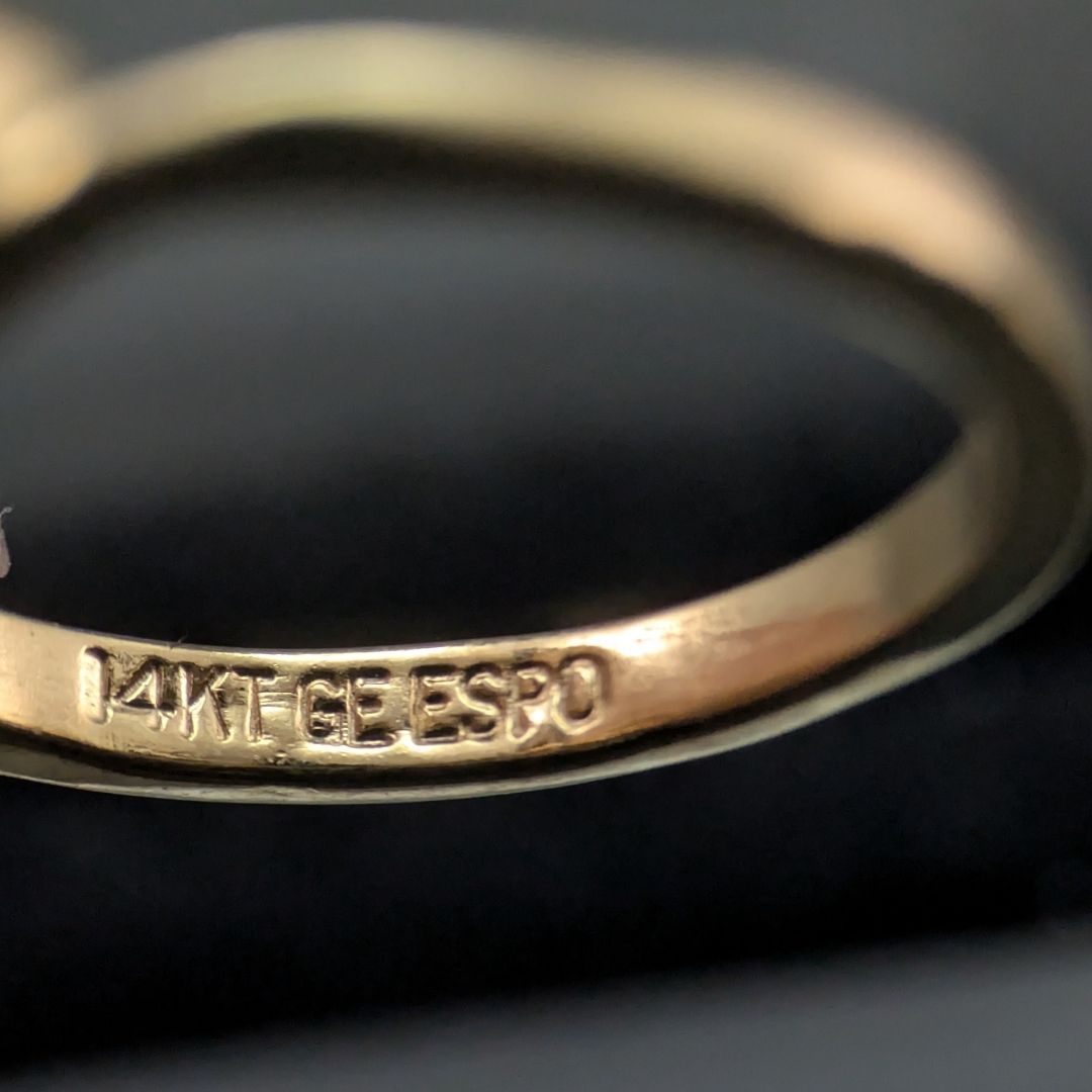 11.5号 14KT GE ストーン ハートリング ゴールド ESPO 米国 