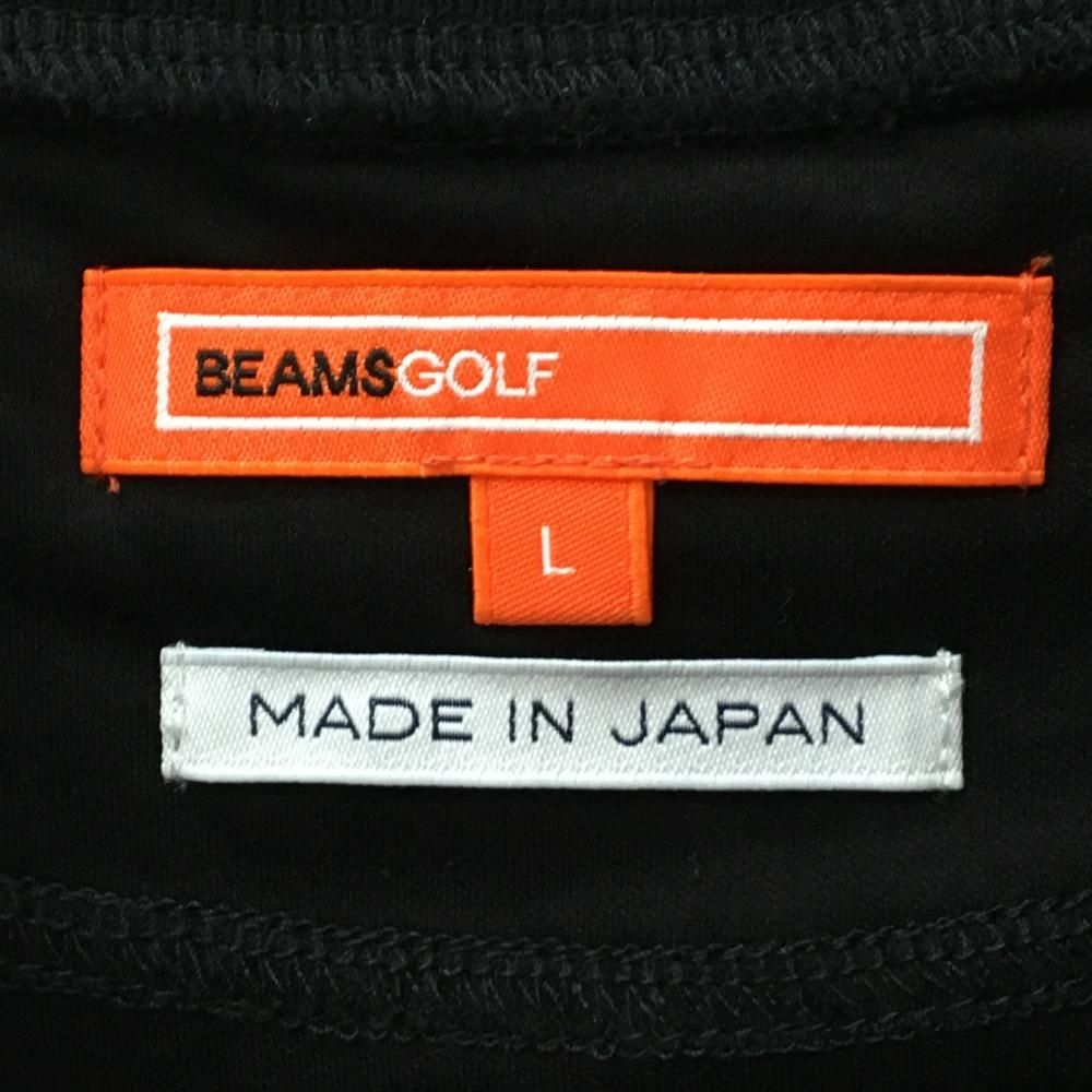 美品】ビームスゴルフ 半袖ハイネックシャツ 黒×ライトブルー ロゴ 異
