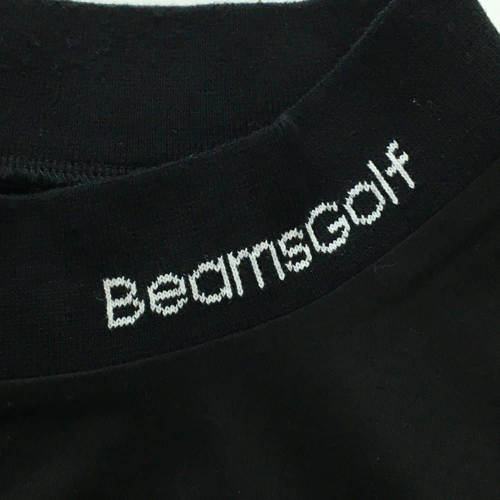 BEAMS GOLF 半袖ハイネックシャツ ブルー 美品】ビームスゴルフ 半袖ハイネックシャツ 黒×ライトブルー ロゴ 異
