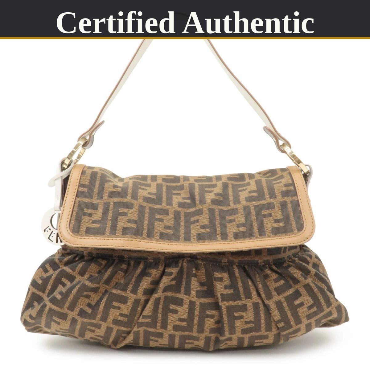 美品】 Fendi フェンディ ズッカ ショルダーバッグ 8BR436 ブラウン