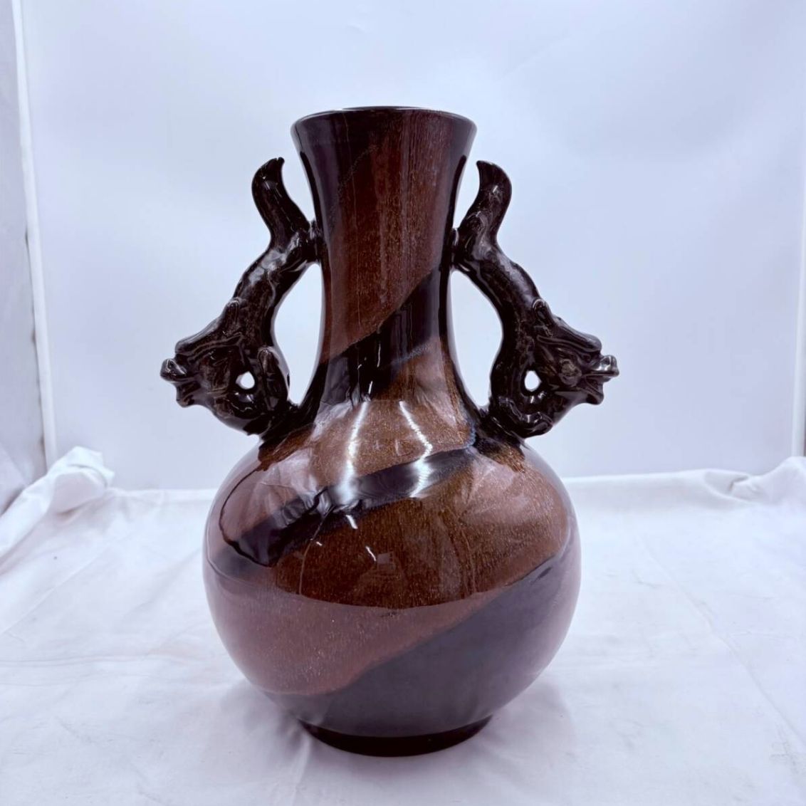 古陶器 耳付き壺 茶褐色釉 民芸品 昭和以前 花瓶 【公式通販】