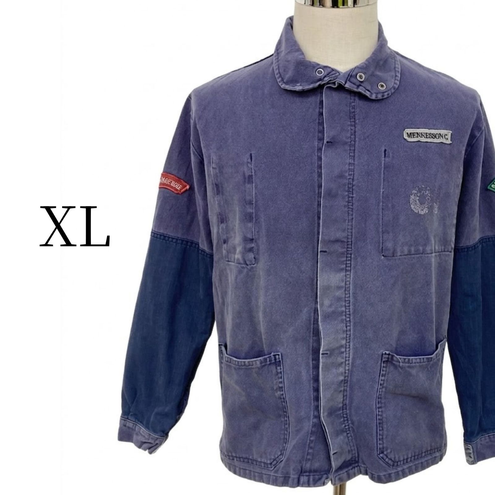 ユーロワーク フレンチワーク ジャケット XL 企業ロゴ ワッペン パッチ 
