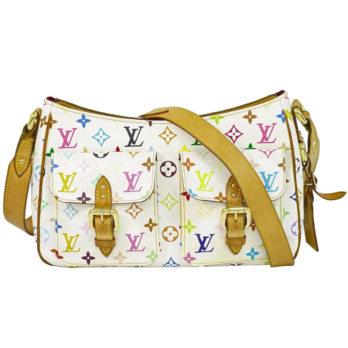 本物 ルイヴィトン LOUIS VUITTON LV ロッジ GM モノグラム マルチカラー 村上隆 ショルダーバッグ ポシェット ブロン M40051 ビトン バッグ 中古・ 本物 ルイヴィトン LOUIS VUITTON LV ロッジ GM モノグラム マルチ