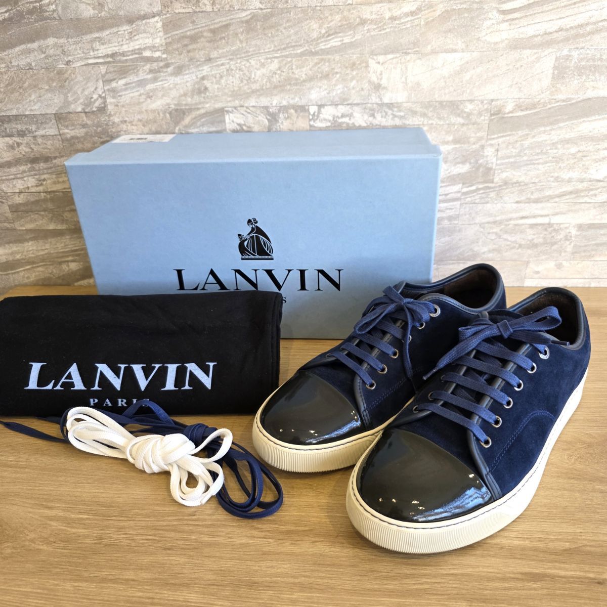 LANVIN ランバン DBB1 スエード×パテント ローカットスニーカー 
