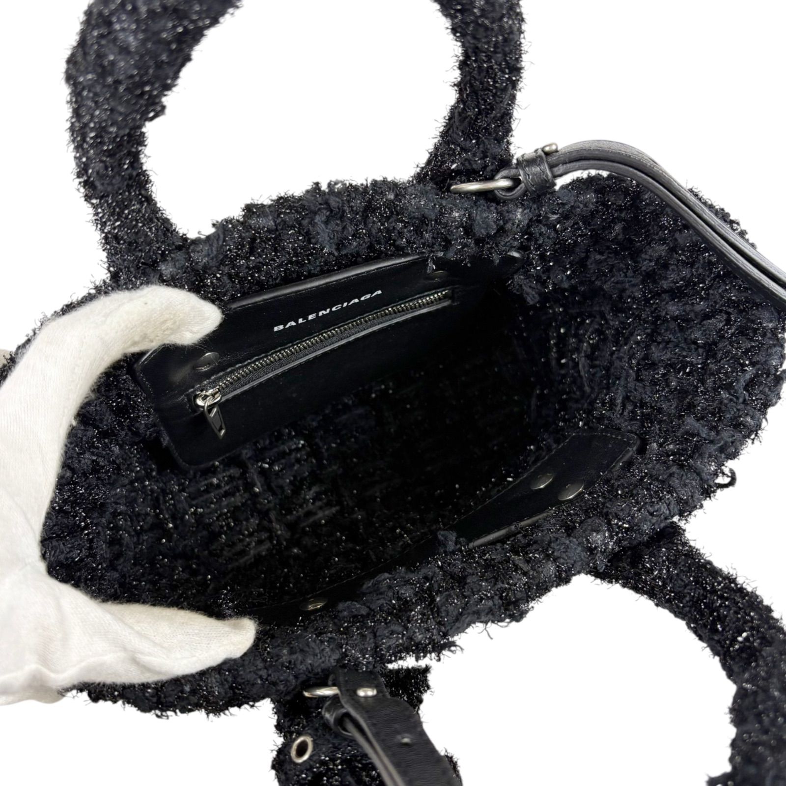 BALENCIAGA ストラップ付 ブラック ラメ バッグ 黒 BALENCIAGA BAG